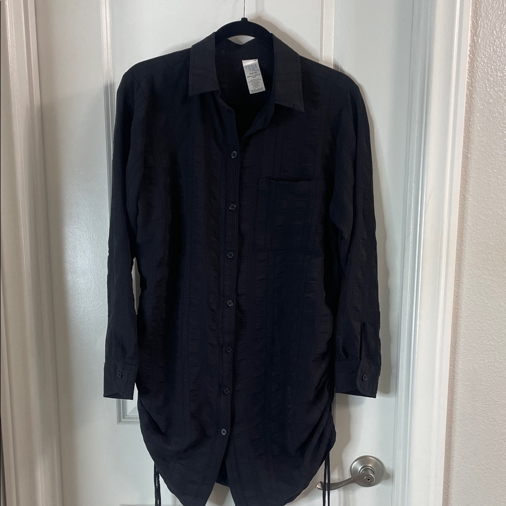 Time and Tru Black Textured Shirt dress